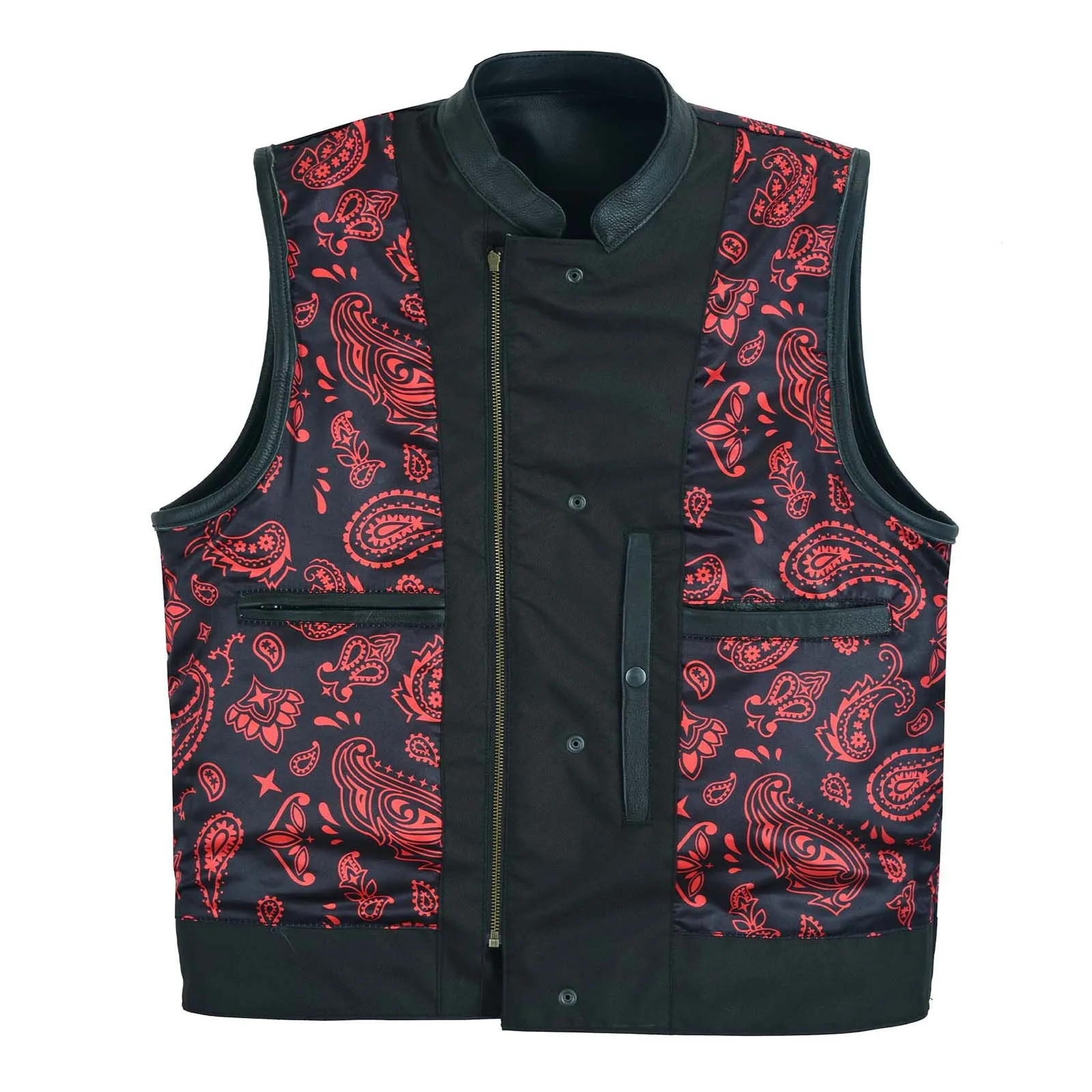 Leatherick SOA Vest with Red Satin Liner