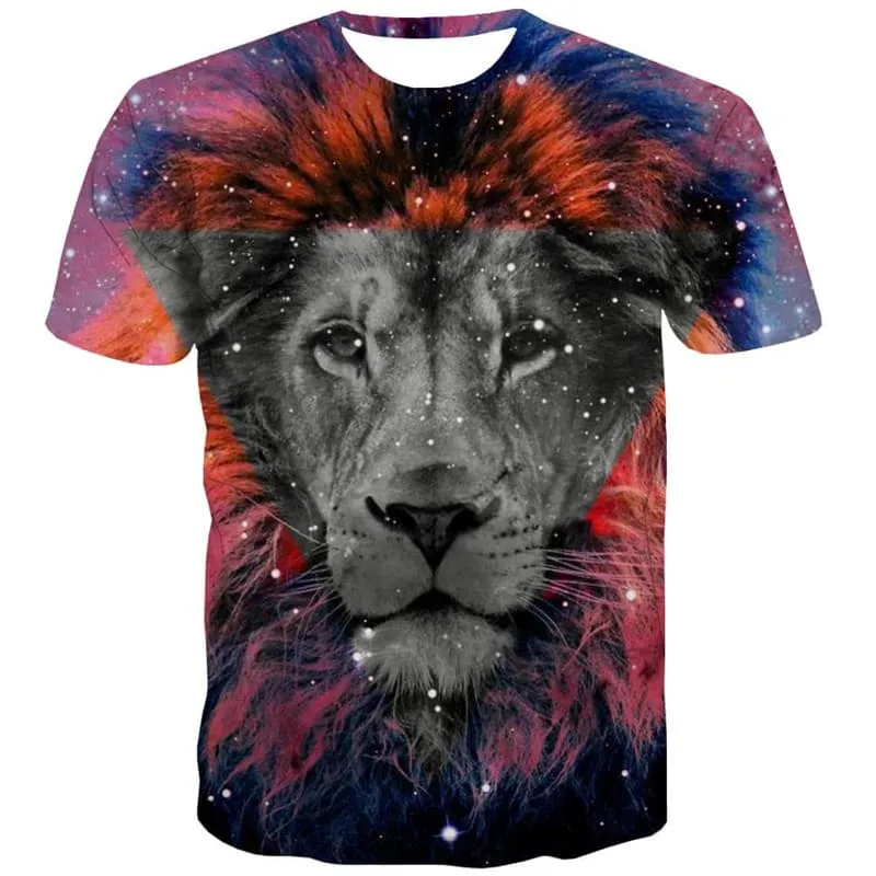 Lion T shirt Men Animal T-shirts 3d Galaxy Tshirts Casual Colorful Funny T shirts
