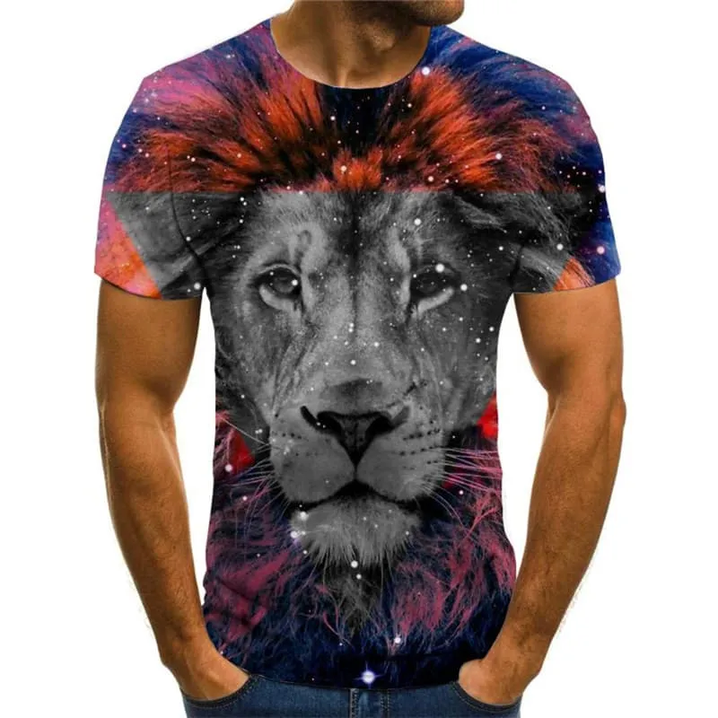 Lion T shirt Men Animal T-shirts 3d Galaxy Tshirts Casual Colorful Funny T shirts