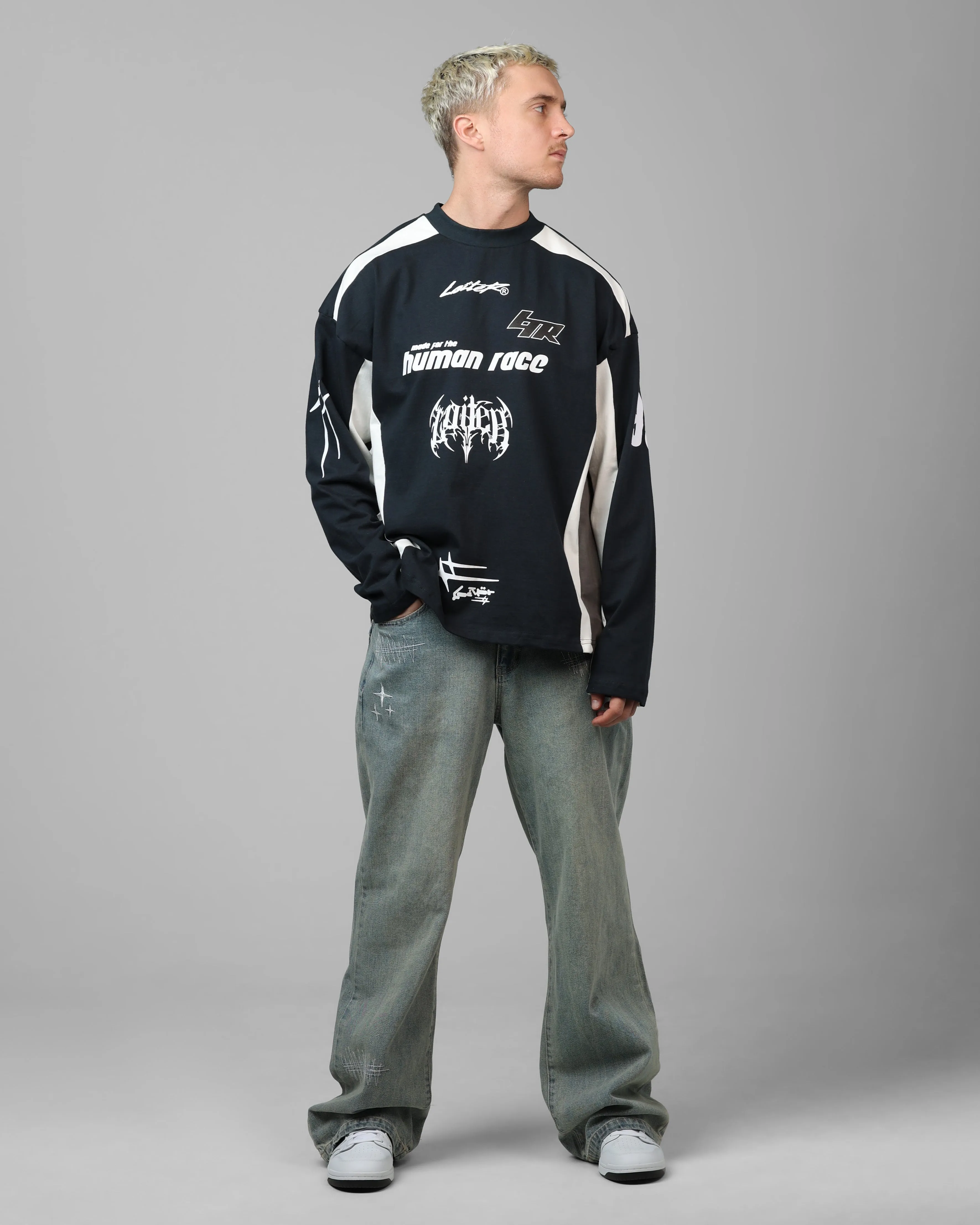 Loiter Night Crawler Long Sleeve T-Shirt Black/White