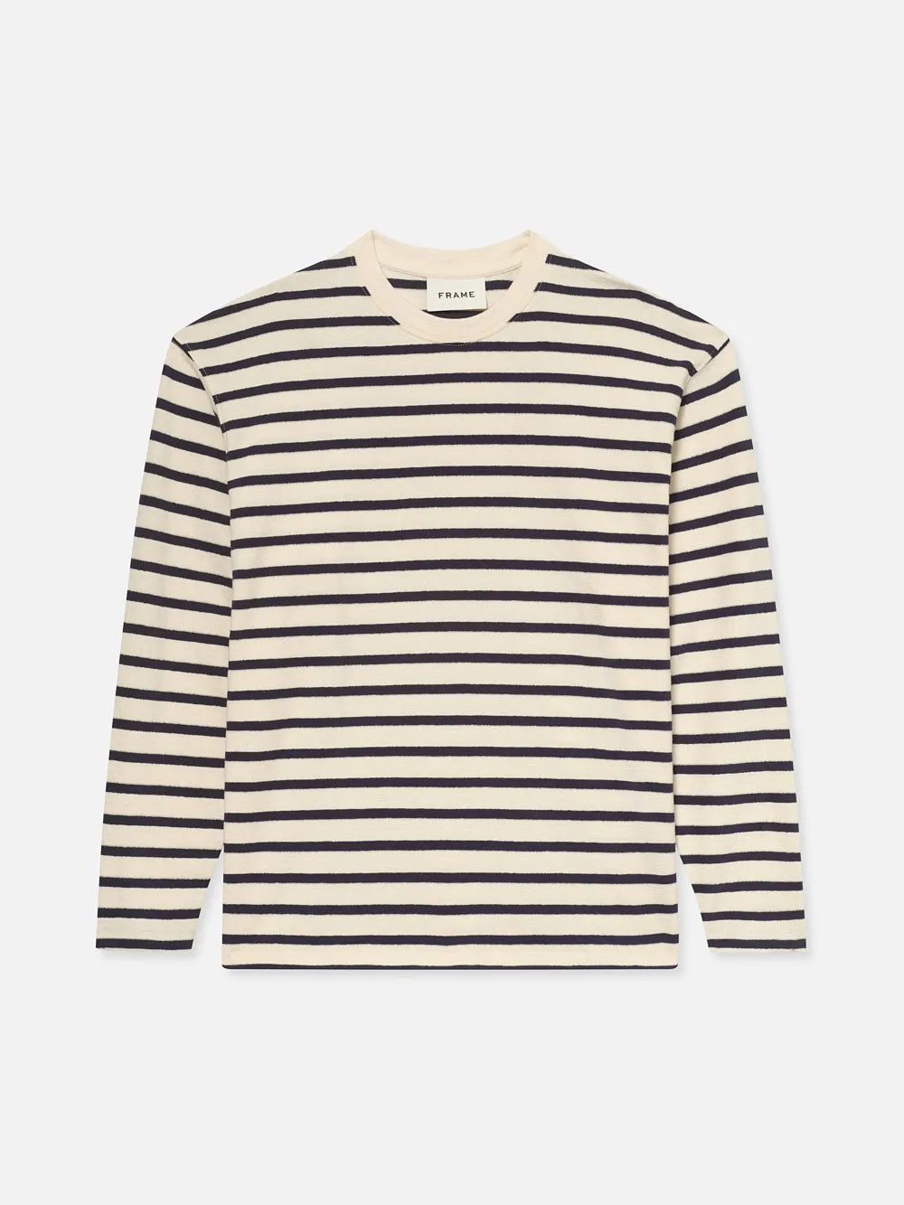 Long Sleeve Relaxed Striped Tee -- Dark Navy Stripe