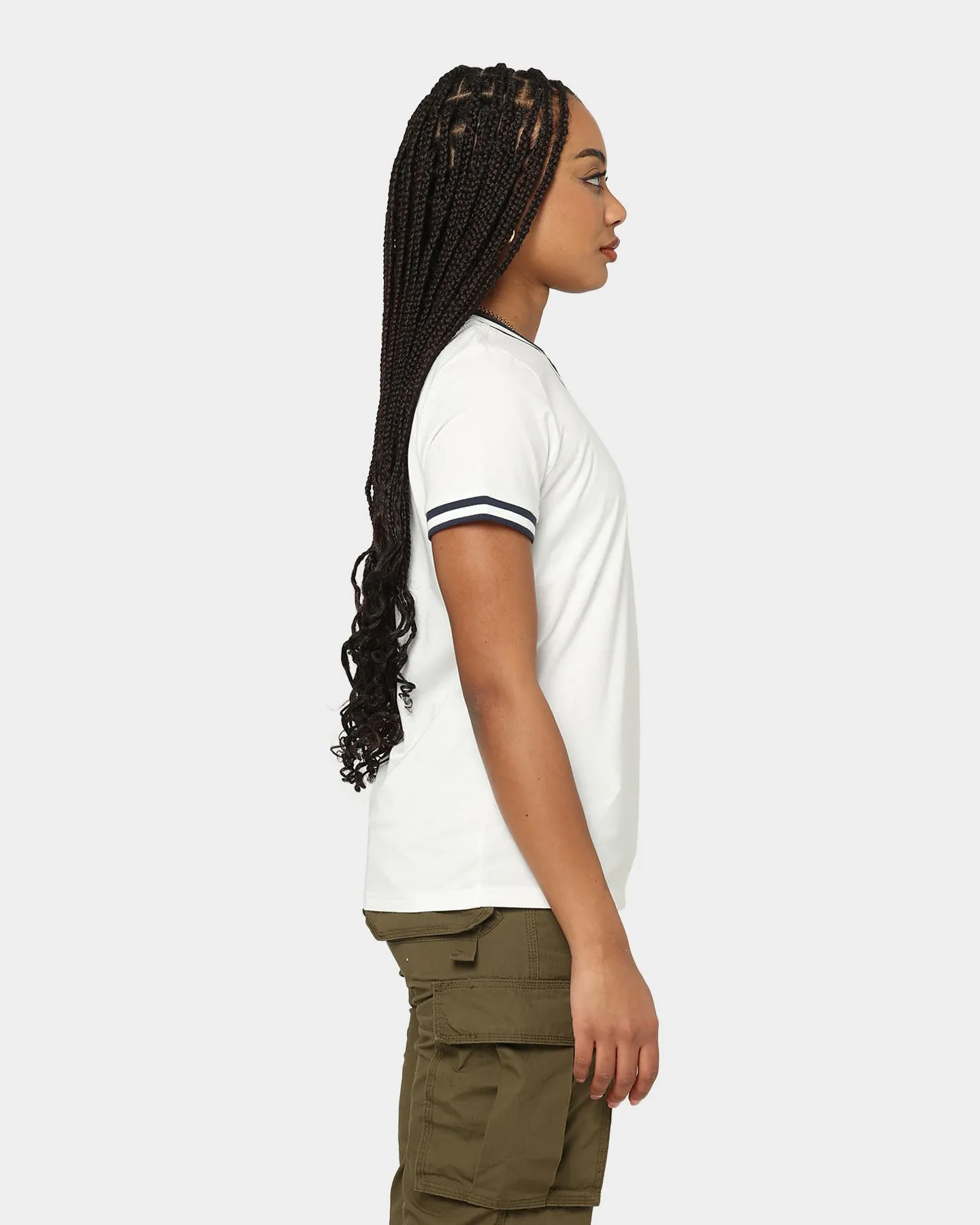 Majestic Athletic Women's New York Yankees Rib Cuff Boxy T-Shirt Optic White