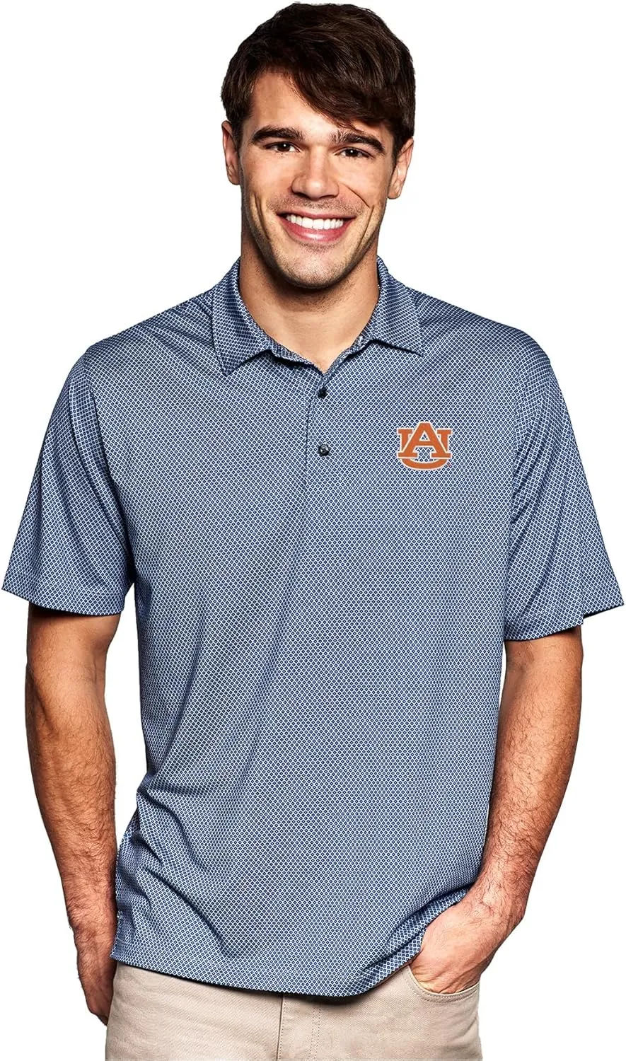 Men's Collegiate Premium Moisture Wicking Stretch Fit Diamond Print Polo