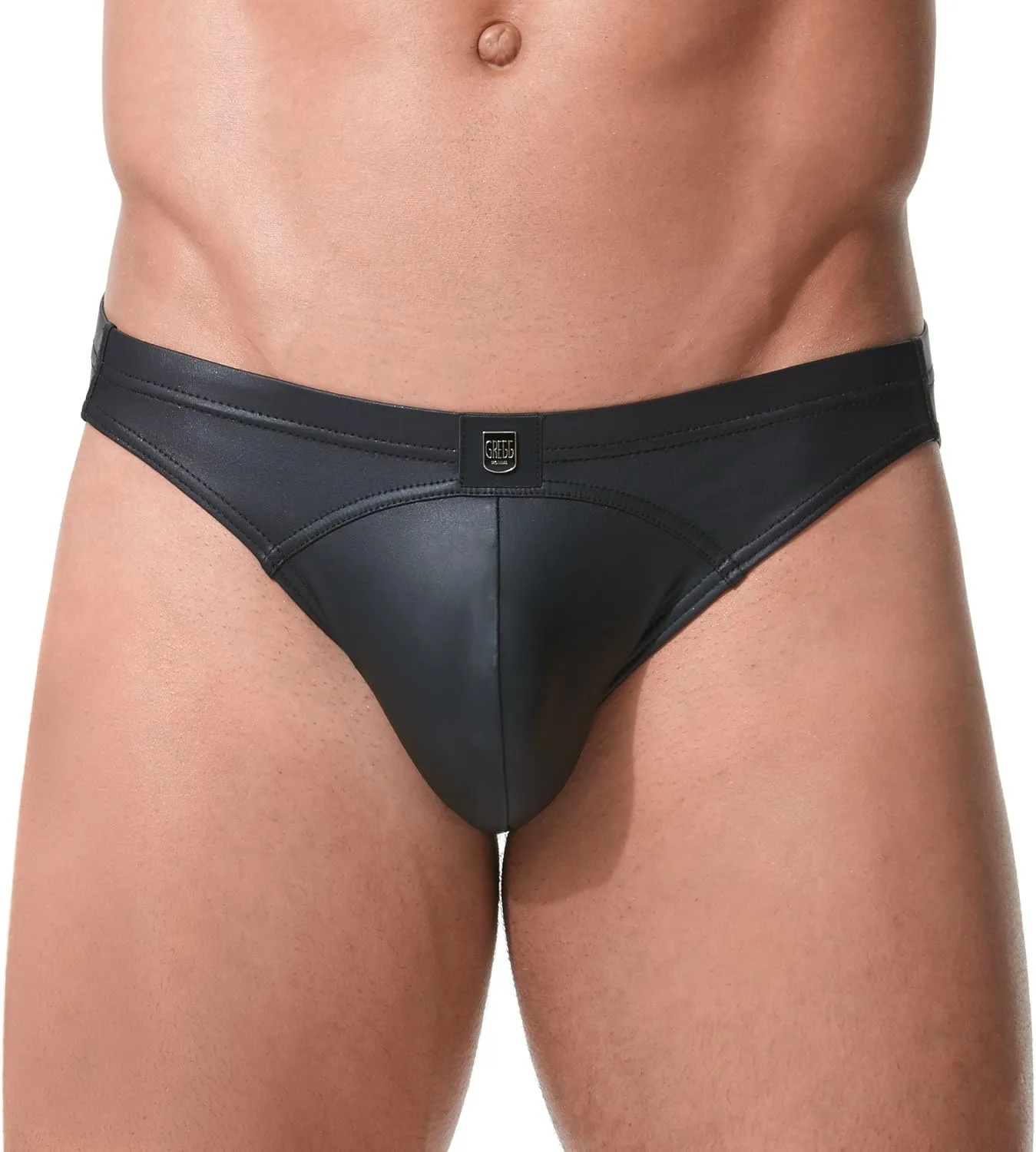 Men's Crave Faux Leather Brief, 152603, Black, XL