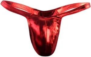 Mens Sexy Thong Underwear Shiny Patent Leather G-String Low Rise Jockstrap T-Back Briefs Fashion Underpants