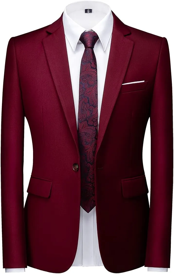 Mens Suits 2 Piece Slim Fit Tuxedo Suit for Men One Button Single Breasted Wedding Casual Business Blazer Jacket Pants Suit