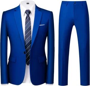 Mens Suits 2 Piece Slim Fit Tuxedo Suit for Men One Button Single Breasted Wedding Casual Business Blazer Jacket Pants Suit
