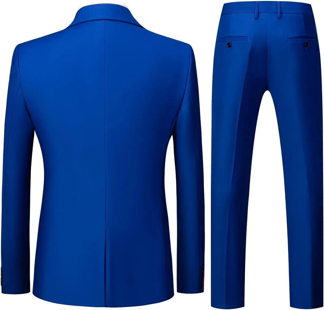 Mens Suits 2 Piece Slim Fit Tuxedo Suit for Men One Button Single Breasted Wedding Casual Business Blazer Jacket Pants Suit