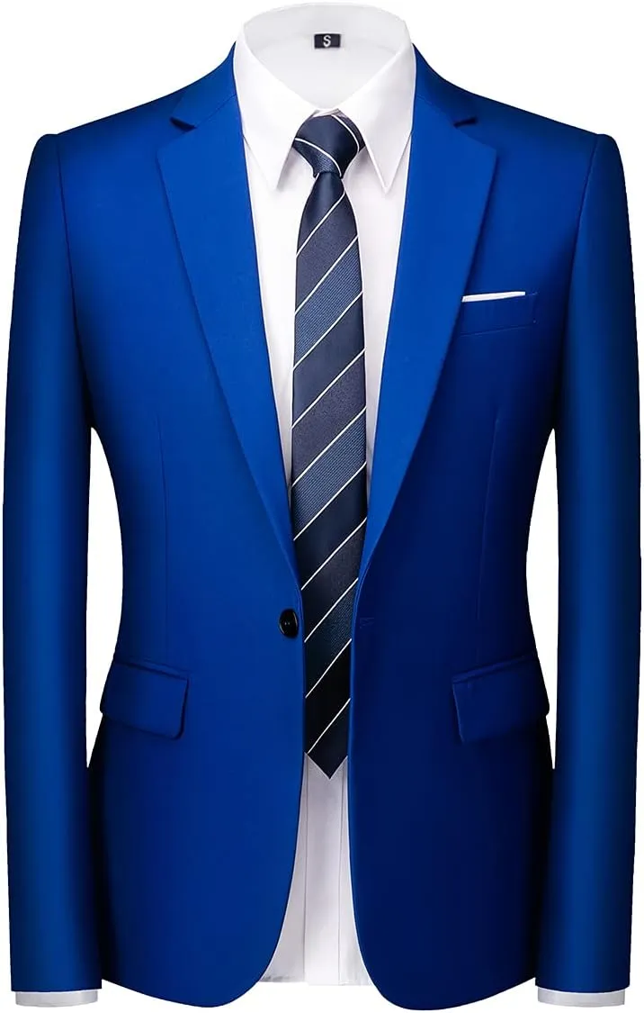 Mens Suits 2 Piece Slim Fit Tuxedo Suit for Men One Button Single Breasted Wedding Casual Business Blazer Jacket Pants Suit