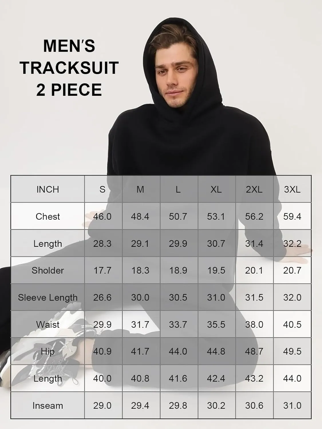 Men's Tacksuit 2-Piece Active Set:Fleece Pullover Sweatshirt and Sweatpants,Jogging Sweatsuit Outfit