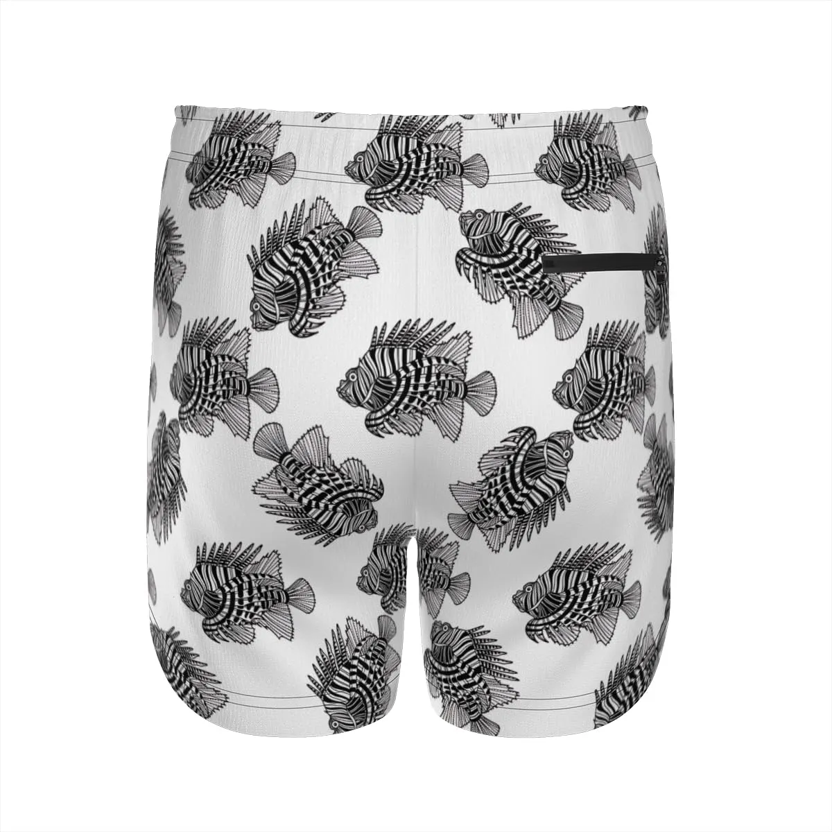 Men's Vintage Hawaiian Trunks Lionfish Patterned Swim Trunks Pockets Zippered Secure Multiple Side