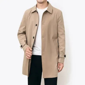 Mens Windbreaker Jacket  Water-Resistant  Relaxed Fit  Mid-Length  Button Front
