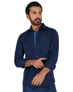 Navy Contrast Poplin Shirt