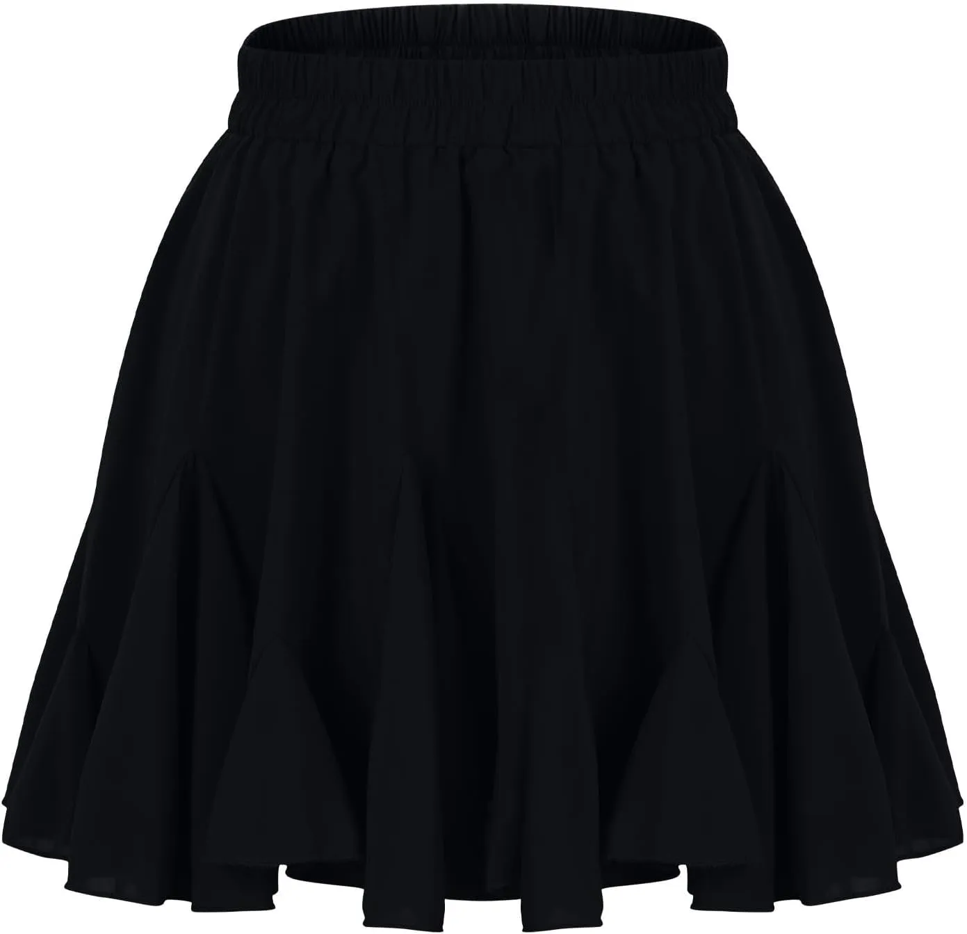 Oplxuo Women's Pleated Skater Skirt Basic Solid Color Casual High Waisted Ruffles Flared Mini Lingerie Skirts with Pockets