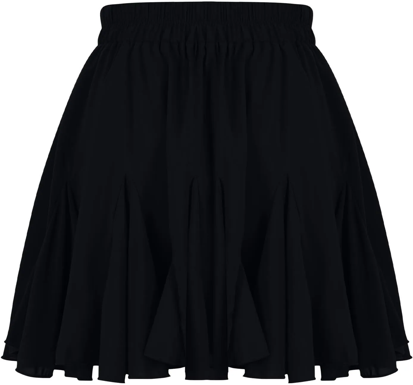 Oplxuo Women's Pleated Skater Skirt Basic Solid Color Casual High Waisted Ruffles Flared Mini Lingerie Skirts with Pockets