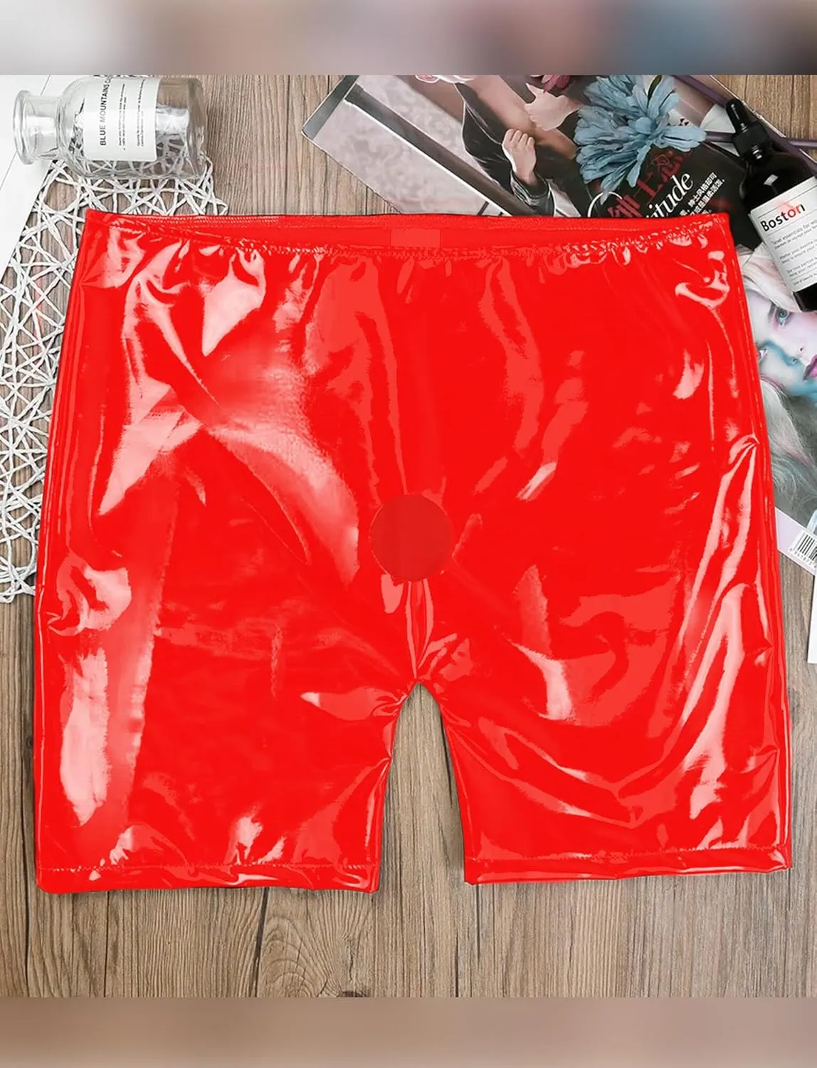 Panegy Men's Tight Faux Leather Shorts Boxer Briefs Cheecky Underwear Bikini Panties