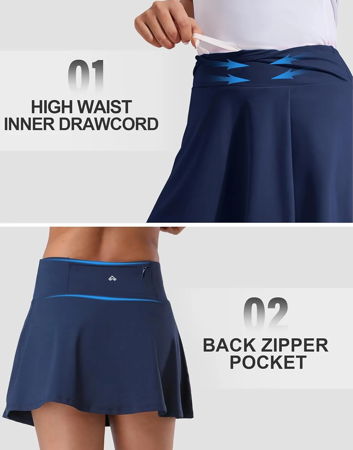 Pioneer Camp Women's 14" Tennis Skirts High Waisted Athletic Golf Skort with Shorts 3 Pockets for Pickleball Workout Running