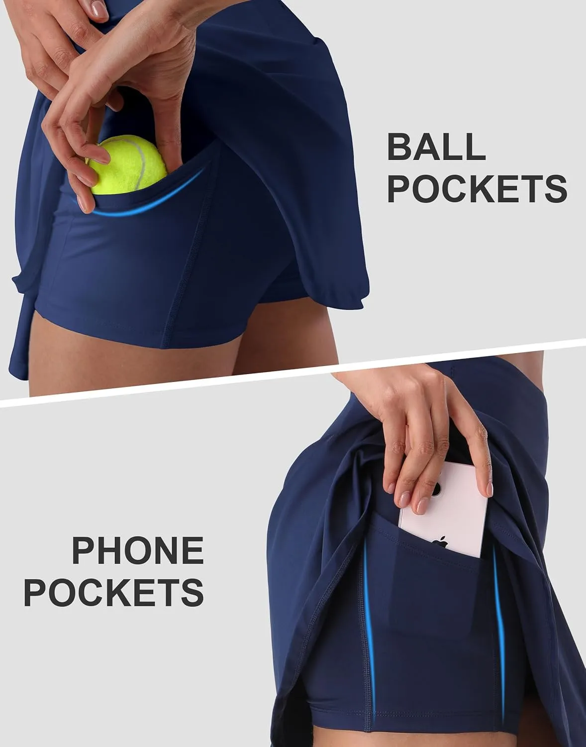 Pioneer Camp Women's 14" Tennis Skirts High Waisted Athletic Golf Skort with Shorts 3 Pockets for Pickleball Workout Running