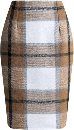 Plaid Skirts for Women 2025 Summer Fashion High Waisted Bodycon Pencil Skirt Mini A Line Stretch Elegant Dress Outfit