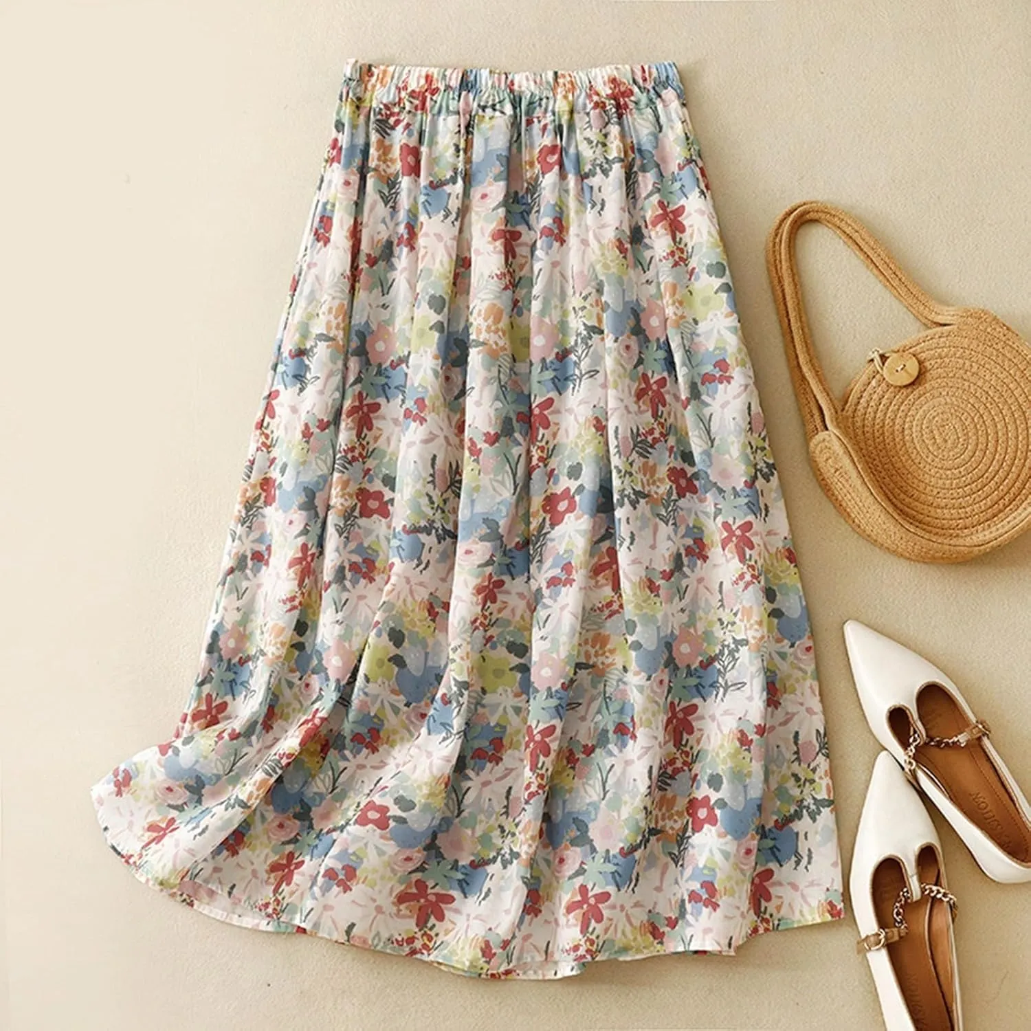 Polka Dot Tulle Skirts for Women 2025 Summer Drawstring High Waisted Elegant Flowy A-Line Swing Pleated Boho Midi Long Skirt