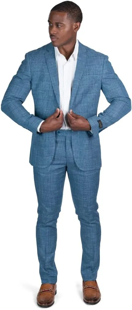 Slim Fit 2 Button Plaid Tweed Men's Suit Notch Lapel SD95818