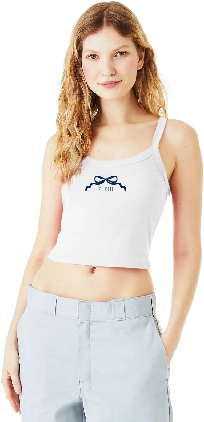 Sorority Letters Shop Pi Beta Phi Cropped Tank with PI PHI Ribbon Logo