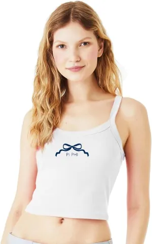 Sorority Letters Shop Pi Beta Phi Cropped Tank with PI PHI Ribbon Logo