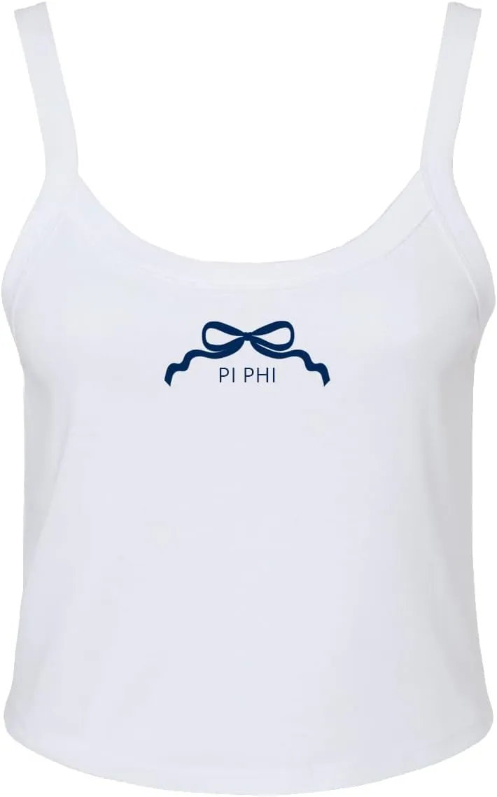 Sorority Letters Shop Pi Beta Phi Cropped Tank with PI PHI Ribbon Logo