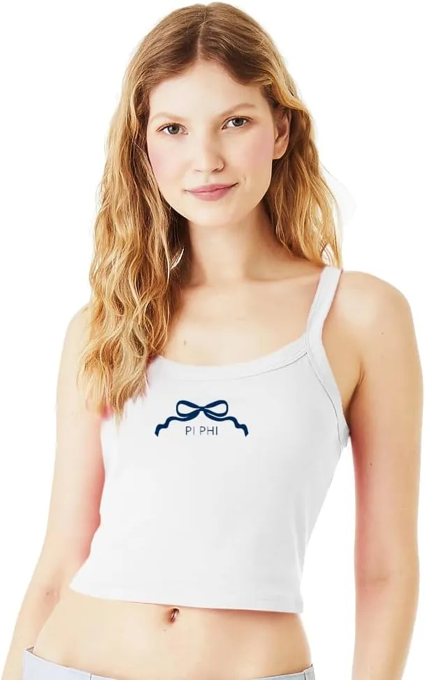 Sorority Letters Shop Pi Beta Phi Cropped Tank with PI PHI Ribbon Logo