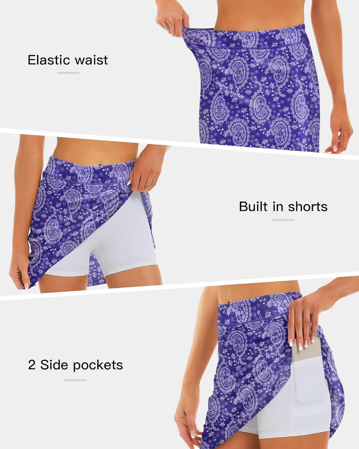 Stelle Women's Athletic Skorts 17" Golf Skirts Inner Shorts Tennis Skort with 2 Pockets Running Sports Pickleball Skirt