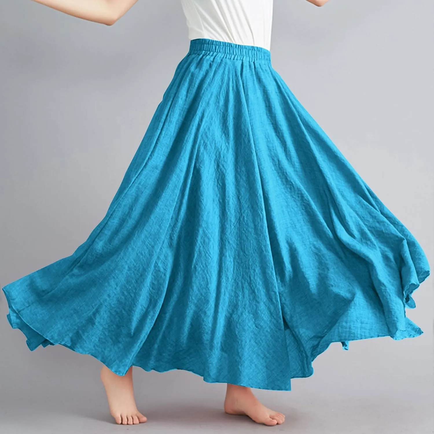 TANGNADE Maxi Skirts for Women 2025 Vacation Trendy Long Flowy Casual Boho Summer Linen A Line Skirt Beach Clothes