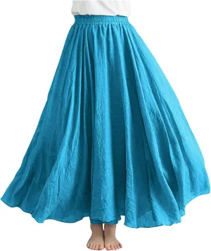 TANGNADE Maxi Skirts for Women 2025 Vacation Trendy Long Flowy Casual Boho Summer Linen A Line Skirt Beach Clothes