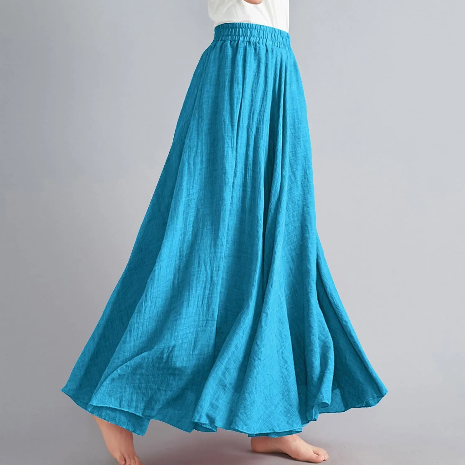 TANGNADE Maxi Skirts for Women 2025 Vacation Trendy Long Flowy Casual Boho Summer Linen A Line Skirt Beach Clothes
