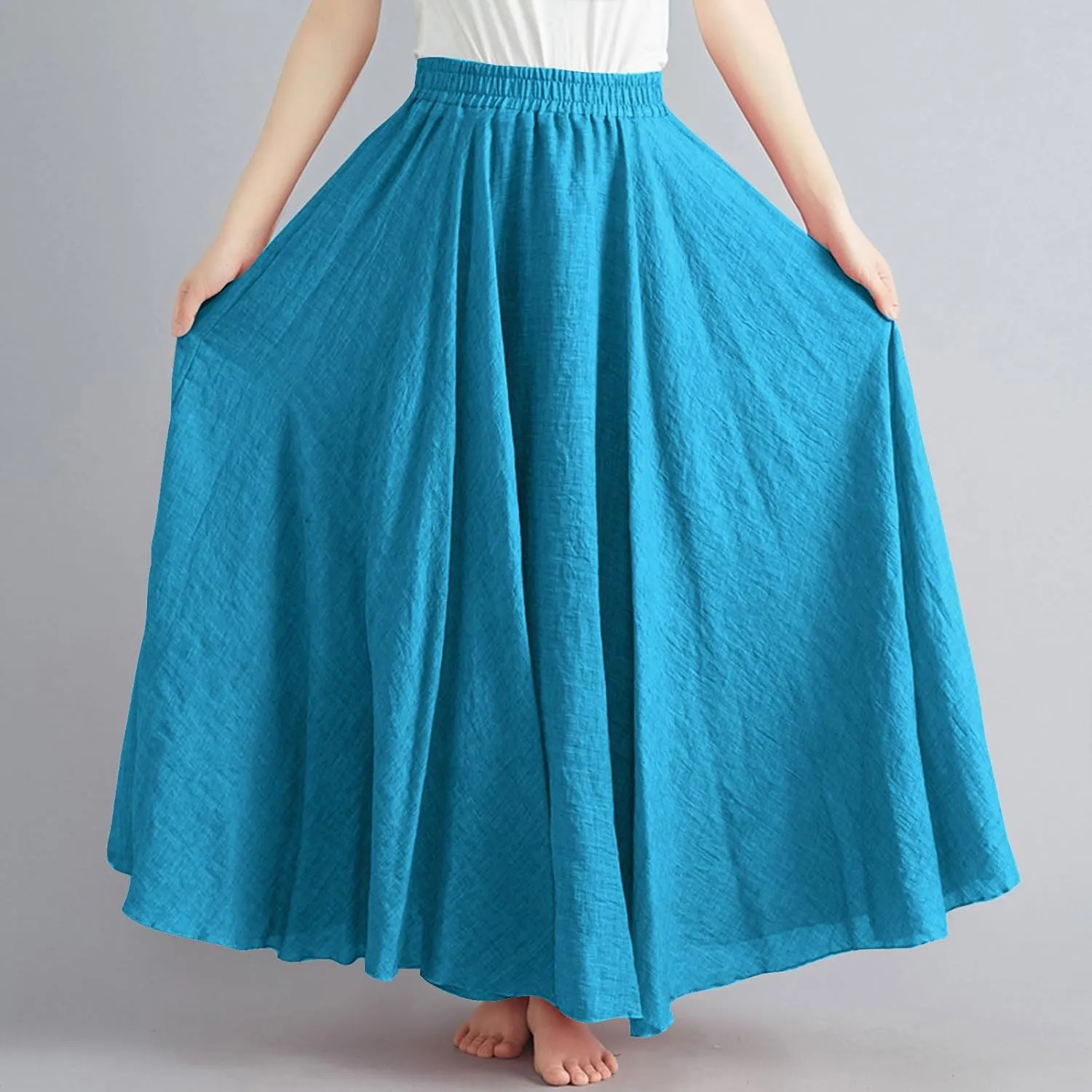 TANGNADE Maxi Skirts for Women 2025 Vacation Trendy Long Flowy Casual Boho Summer Linen A Line Skirt Beach Clothes