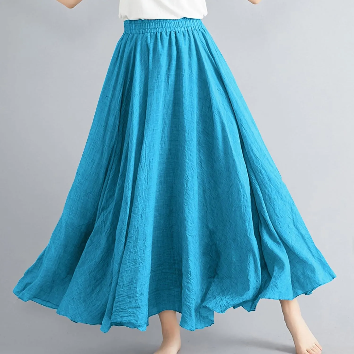 TANGNADE Maxi Skirts for Women 2025 Vacation Trendy Long Flowy Casual Boho Summer Linen A Line Skirt Beach Clothes