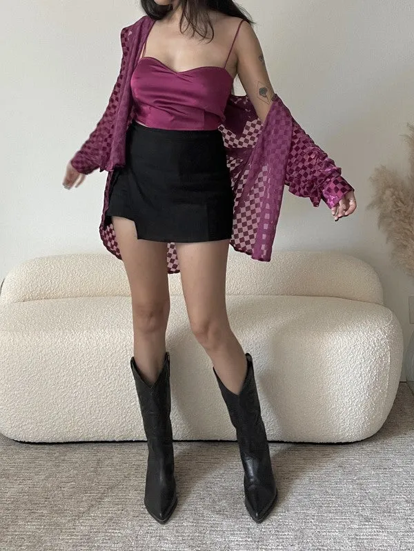 VELVET CHECKERED BLOUSE