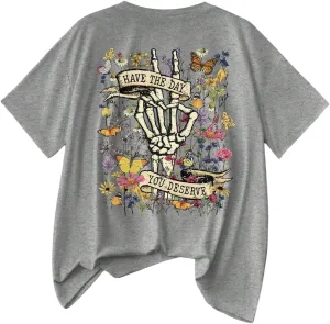 Verdusa Women's Plus Size Floral Graphic Tee Tops Round Neck Short Sleeve Casual T Shirt