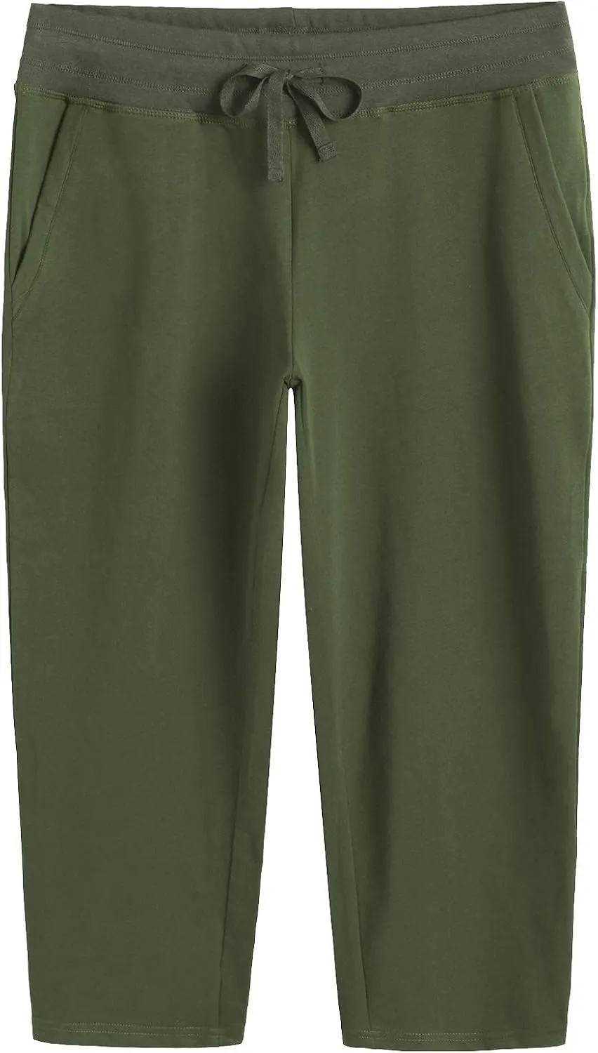 Weintee Women's Cotton Capri Pants with Pockets