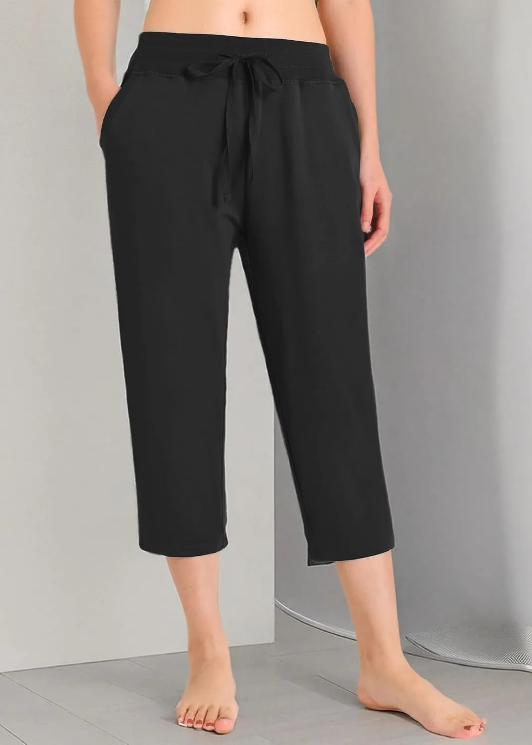 Weintee Women's Cotton Capri Pants with Pockets