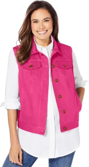 Woman Within Plus Size Stretch Denim Vest Jean Vest