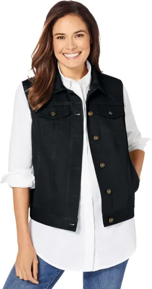 Woman Within Plus Size Stretch Denim Vest Jean Vest