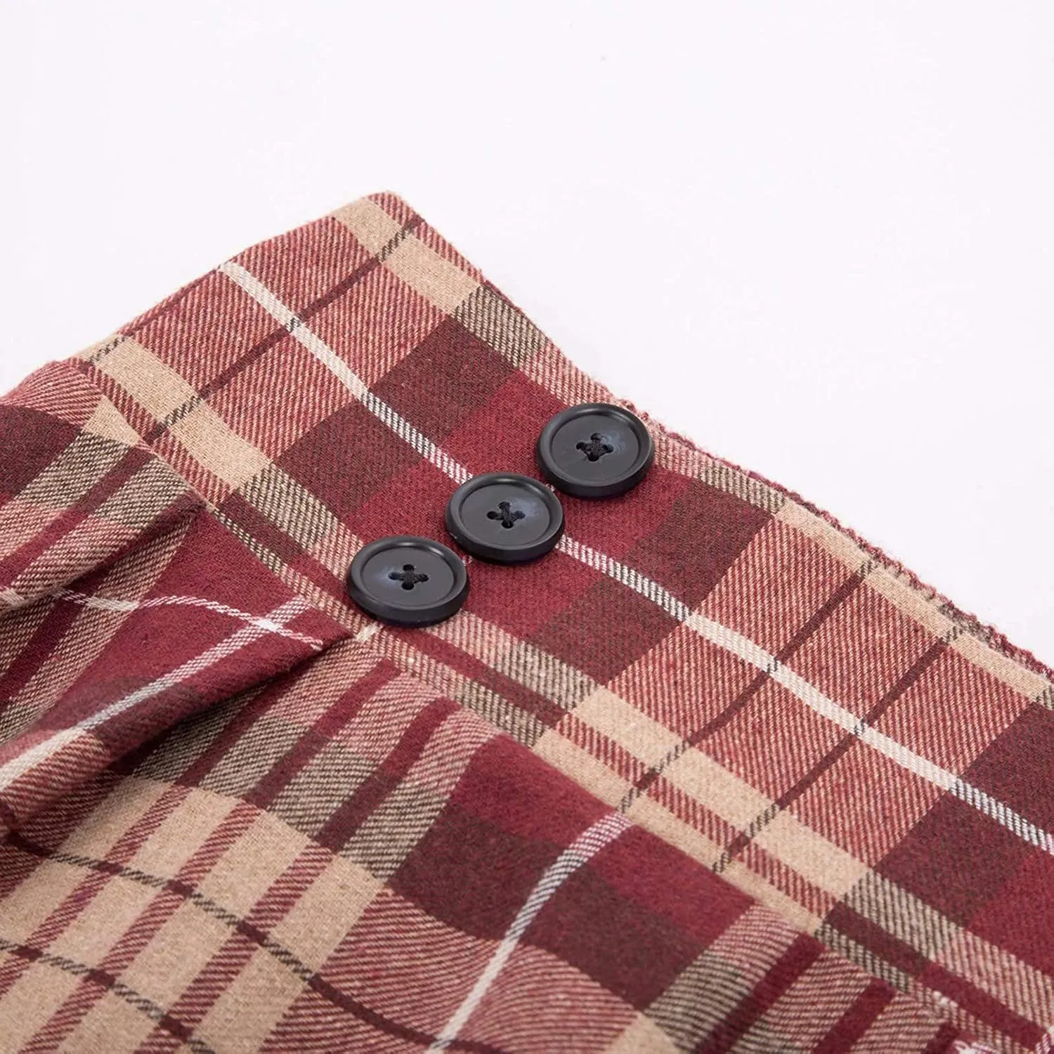 Women Fashion Casual Plaid Skirt Vintage High Waist Pleated Women Skirt Midi Skirts for Women Pleated Mesh Mini