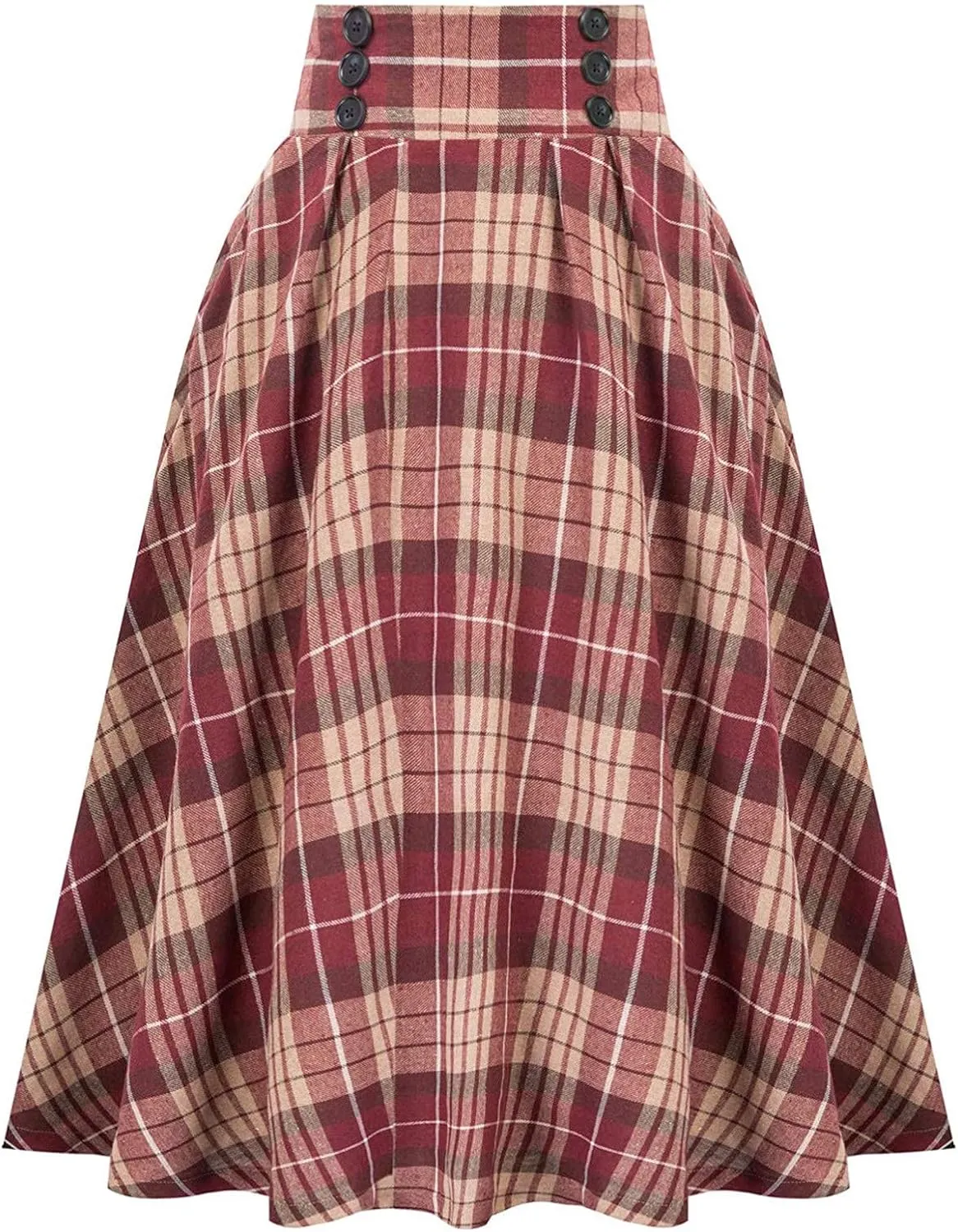 Women Fashion Casual Plaid Skirt Vintage High Waist Pleated Women Skirt Midi Skirts for Women Pleated Mesh Mini