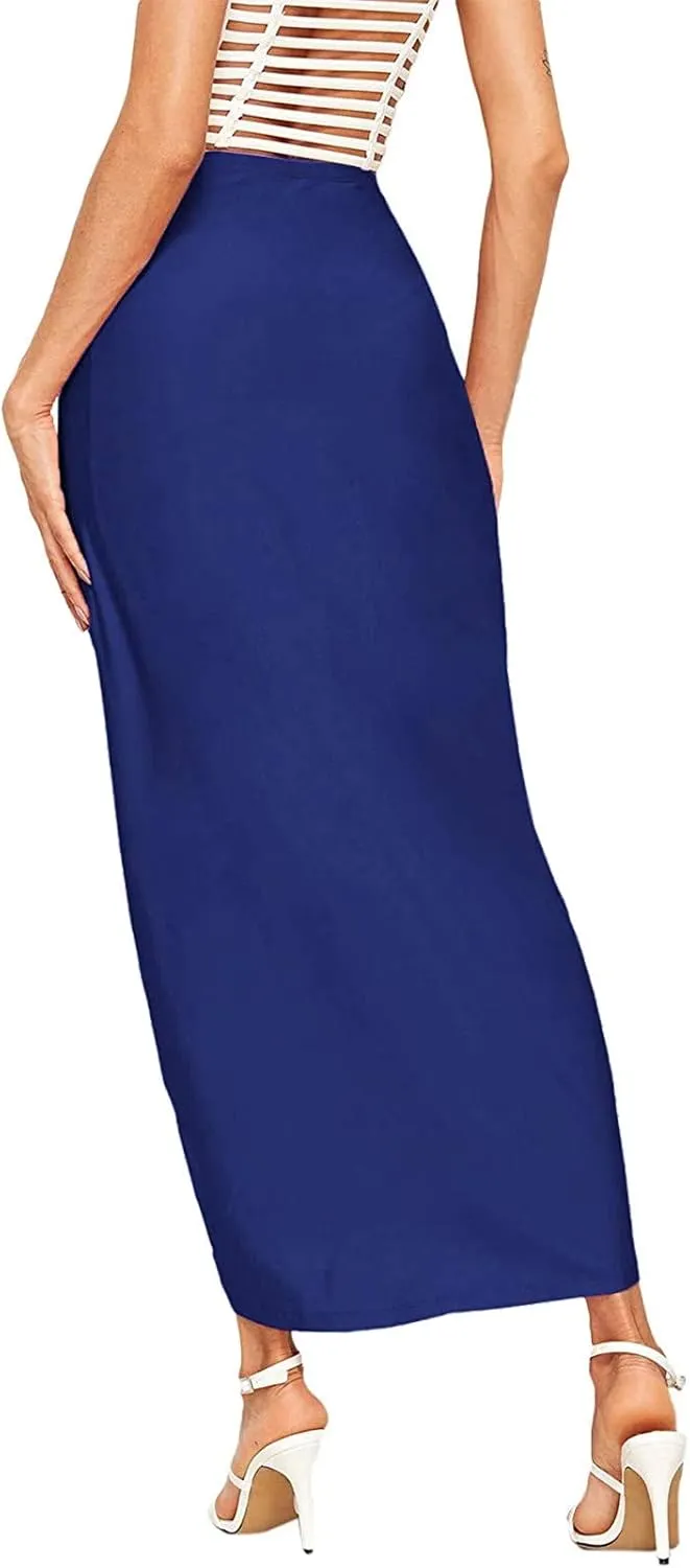 Womens Asymmetrical Solid Split Wrap High Low Casual Pleated Maxi Skirt Holiday Skirt High Rise Summer Skirt 2023