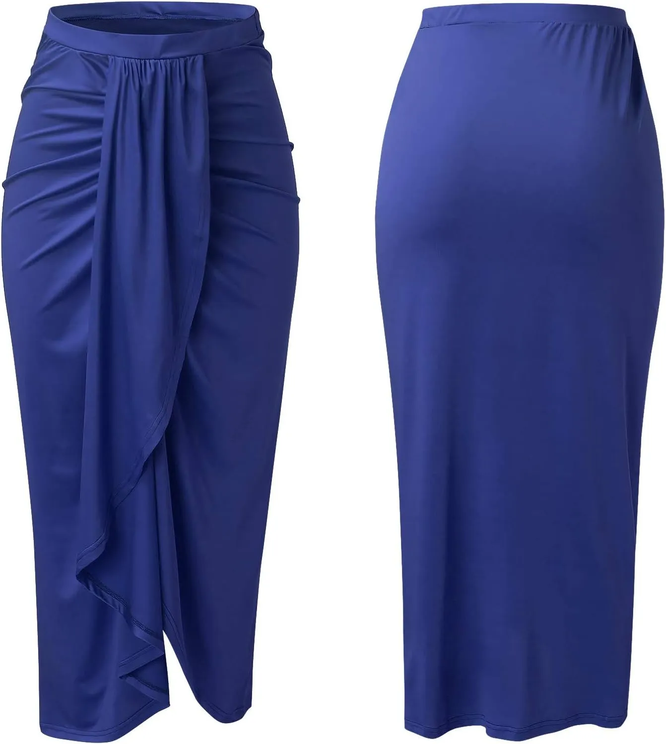 Womens Asymmetrical Solid Split Wrap High Low Casual Pleated Maxi Skirt Holiday Skirt High Rise Summer Skirt 2023