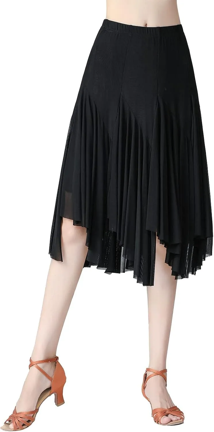 Women's Ballroom Dance Skirt Latin Salsa Rumba Flamenco Waltz Tango Cha Cha Dancing Flowy Swing Practice Long Skirt