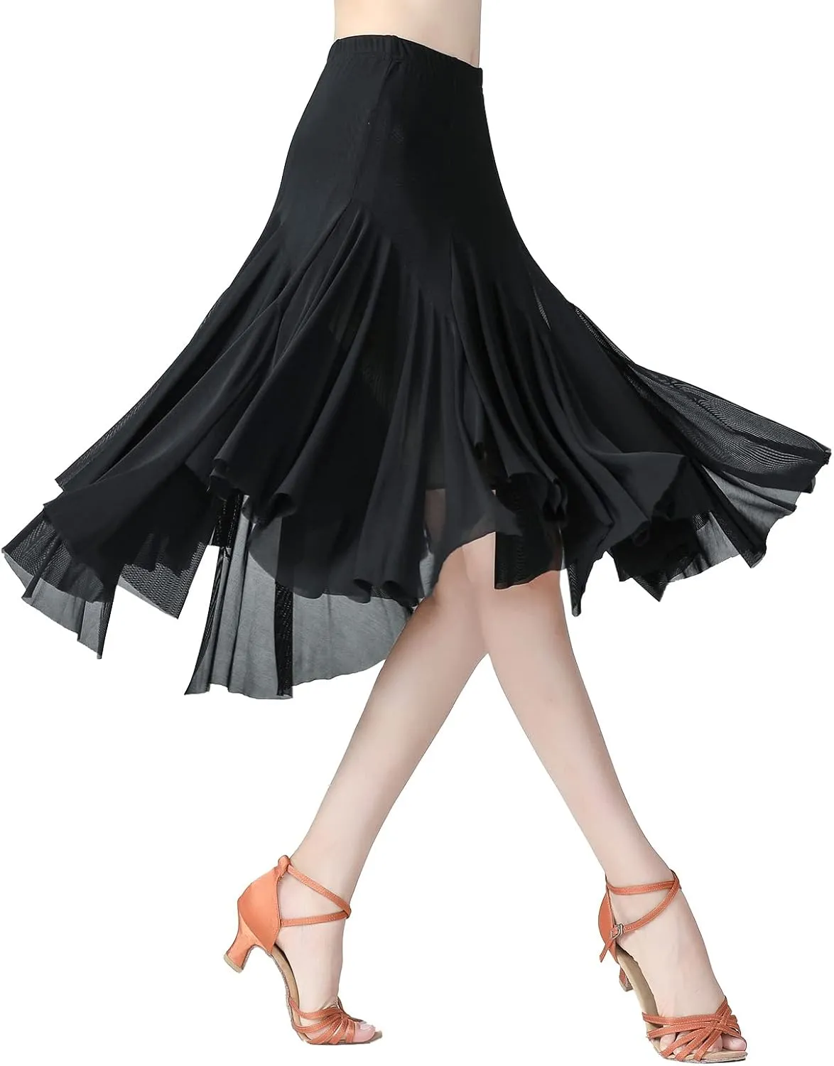 Women's Ballroom Dance Skirt Latin Salsa Rumba Flamenco Waltz Tango Cha Cha Dancing Flowy Swing Practice Long Skirt