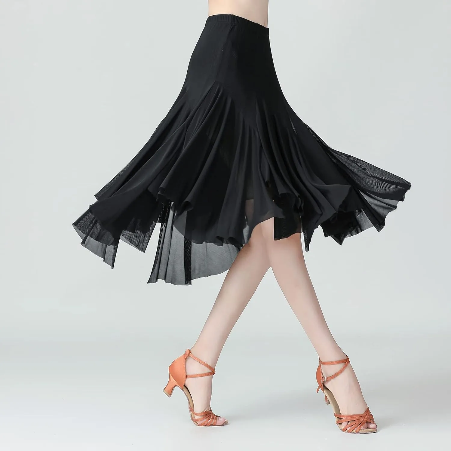 Women's Ballroom Dance Skirt Latin Salsa Rumba Flamenco Waltz Tango Cha Cha Dancing Flowy Swing Practice Long Skirt