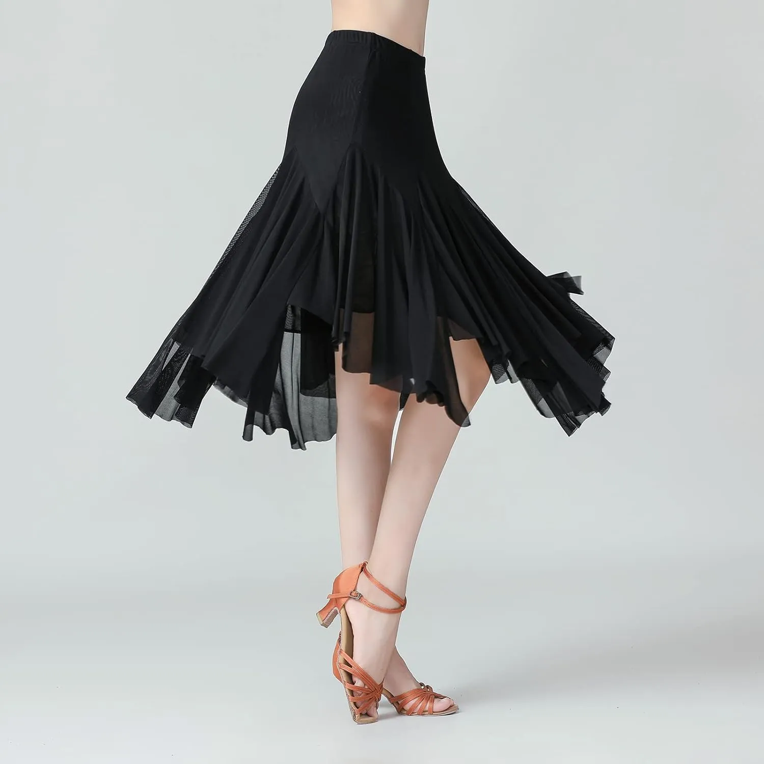 Women's Ballroom Dance Skirt Latin Salsa Rumba Flamenco Waltz Tango Cha Cha Dancing Flowy Swing Practice Long Skirt