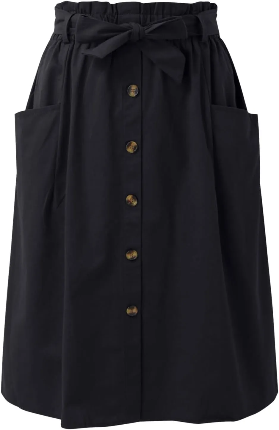 Women's Casual High Waist Pleated A Line Midi Skirt with Pocket Stretchy Skirts for Women
